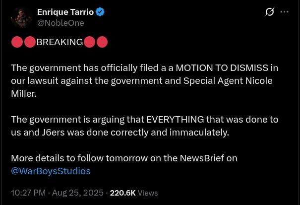 Tarrio Twitter post